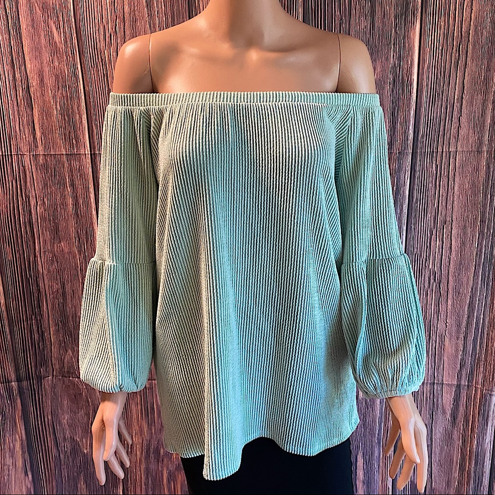 Cherish size large sea foam green stretchy & soft statement long sleeve